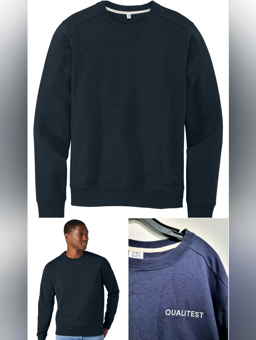 District Re-Fleece CrewNeck Pullover Sweatshirt DT8104 Navy Adult 4XL Qualitest